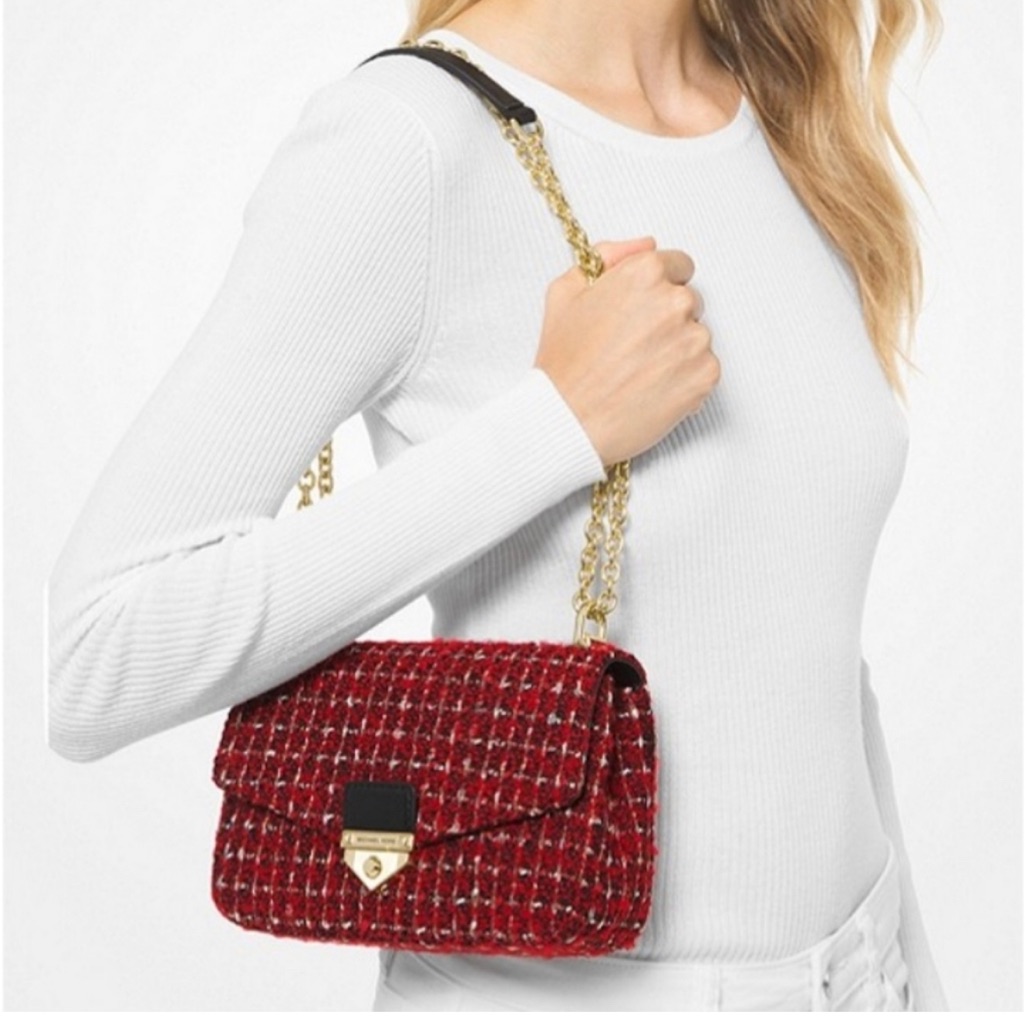 Michael Kors Red Tweed Soho Chain Crossbody Bag